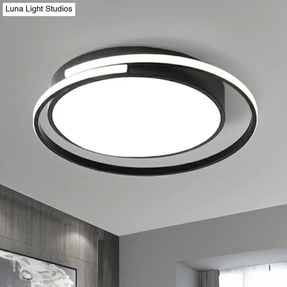 Minimalist Black Round Led Ceiling Lamp With Acrylic Flush Mount And Halo Ring