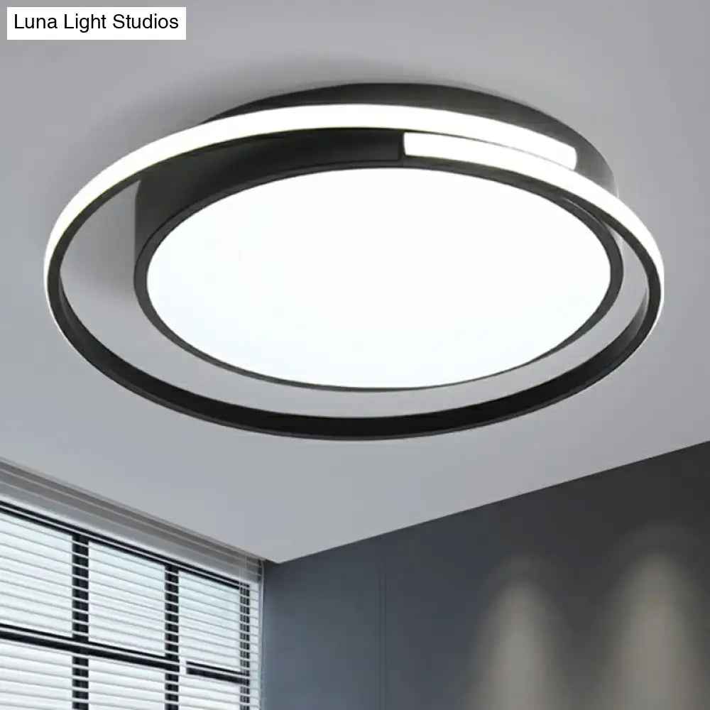 Minimalist Black Round Led Ceiling Lamp With Acrylic Flush Mount And Halo Ring