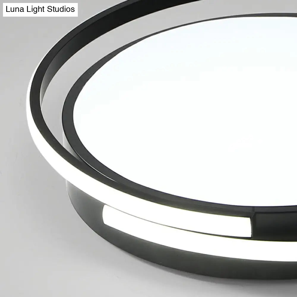 Minimalist Black Round Led Ceiling Lamp With Acrylic Flush Mount And Halo Ring