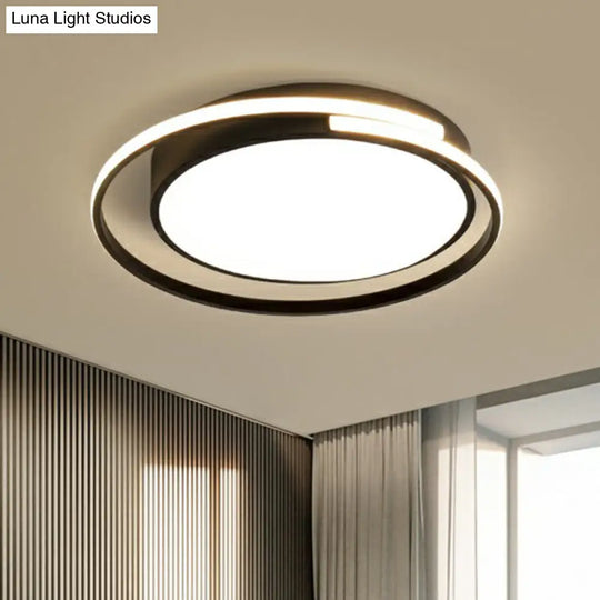 Minimalist Black Round Led Ceiling Lamp With Acrylic Flush Mount And Halo Ring