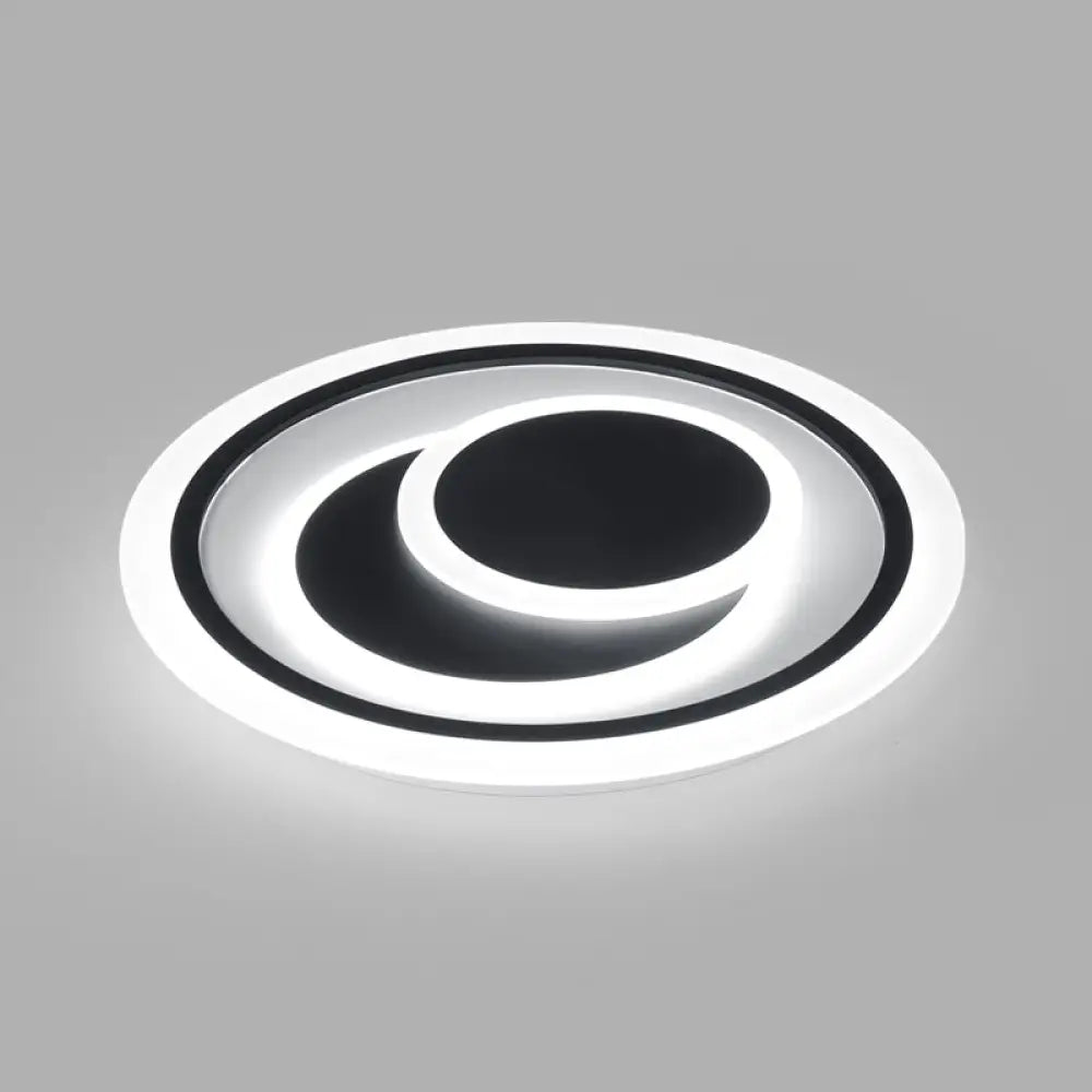 Minimalist Black Surface Mounted Led Ceiling Light For Bedroom - Disk Shape / 16.5’