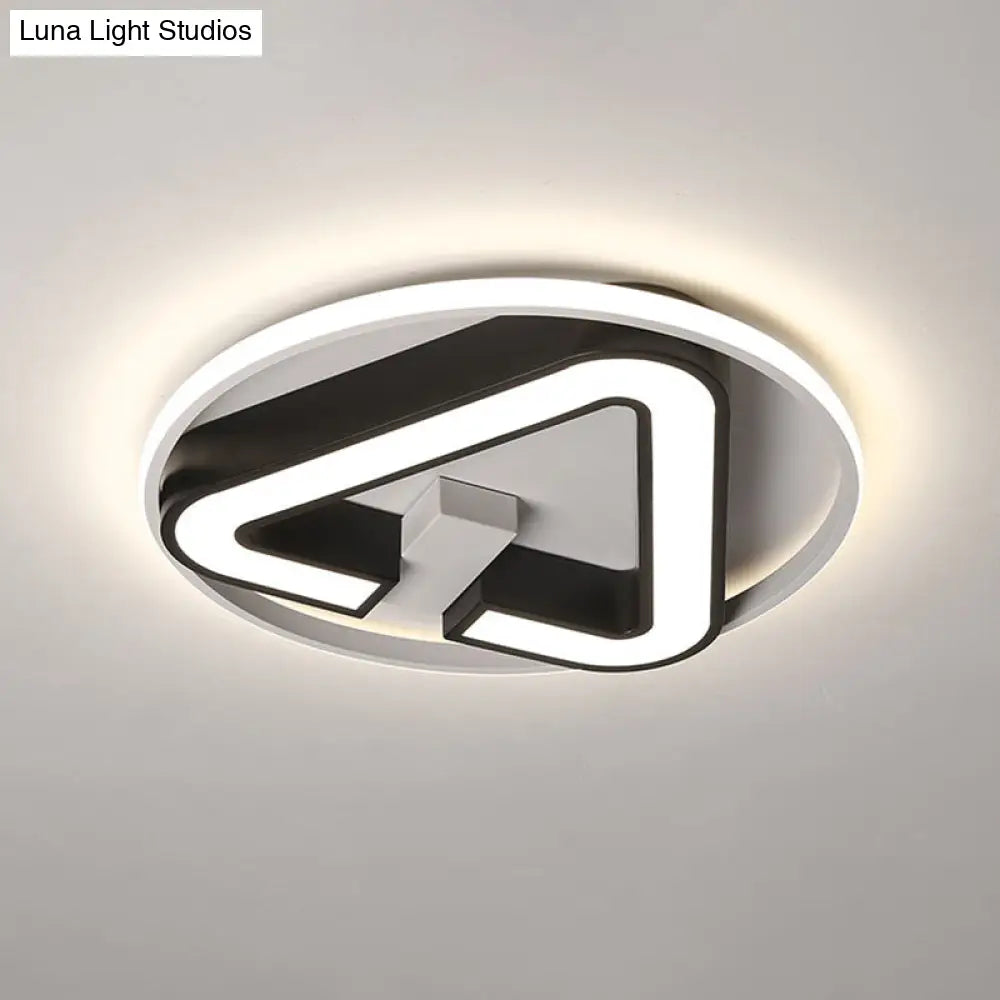 Minimalist Black Triangle Led Flush Light With Halo Ring For Close To Ceiling - 19’/22’ Wide