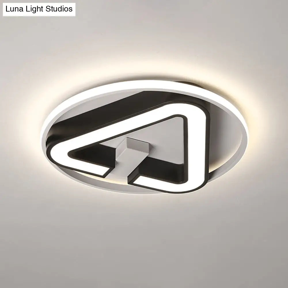 Minimalist Black Triangle Led Flush Light With Halo Ring For Close To Ceiling - 19/22 Wide