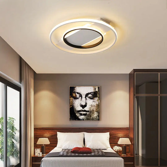 Minimalist Black & White Ceiling Light With Integrated Led - Warm/White - Multiple Sizes Black -