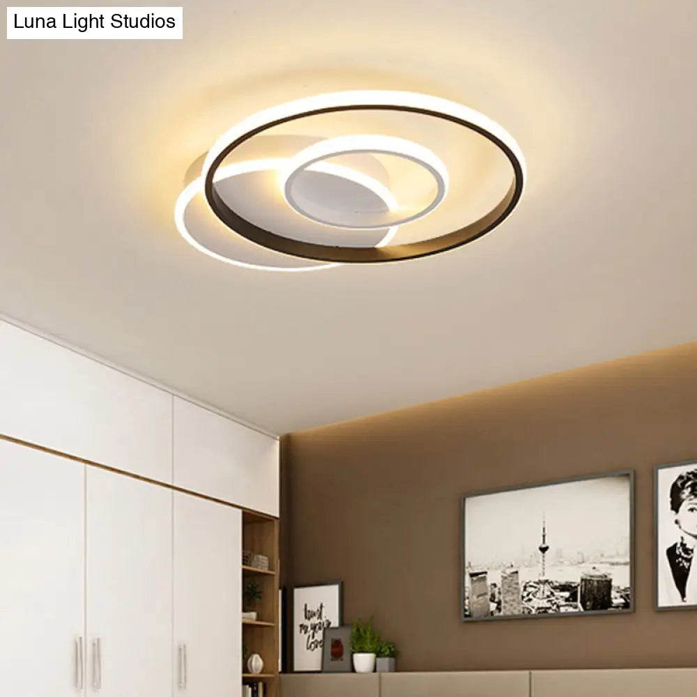 Minimalist Black & White Ceiling Light With Integrated Led - Warm/White - Multiple Sizes