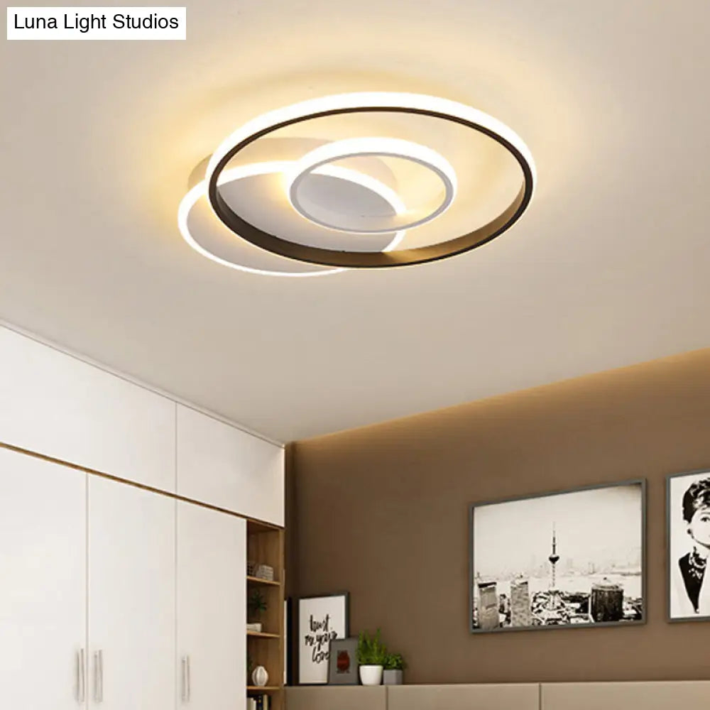 Minimalist Black & White Ceiling Light With Integrated Led - Warm/White -Multiple Sizes