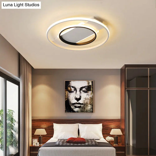 Minimalist Black & White Ceiling Light With Integrated Led - Warm/White -Multiple Sizes Black-White