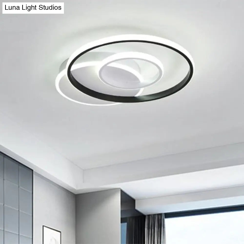 Minimalist Black & White Ceiling Light With Integrated Led - Warm/White -Multiple Sizes