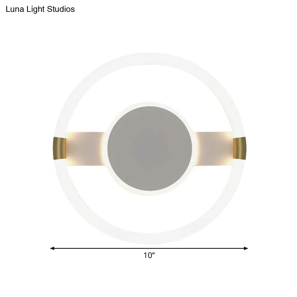 Minimalist Black/White Led Flush Mount Ceiling Light Fixture - Metal Round Design With Rectangle