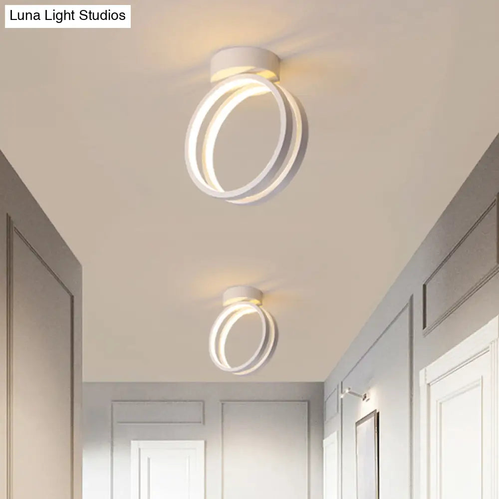 Minimalist Black/White Led Flush Mount Ceiling Light With Warm/White/3 Color Lighting