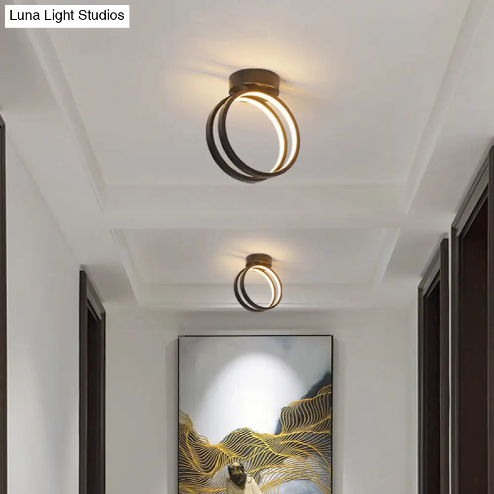 Minimalist Black/White Led Flush Mount Ceiling Light With Warm/White/3 Color Lighting
