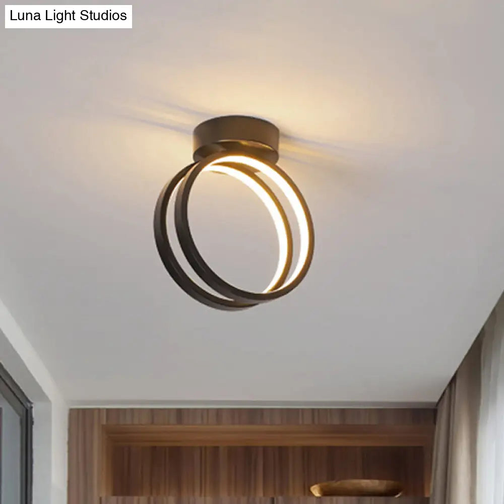 Minimalist Black/White Led Flush Mount Ceiling Light With Warm/White/3 Color Lighting