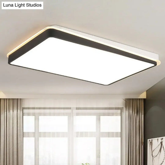 Minimalist Black & White Led Metal Flush Mount Light Fixture Black-White / Rectangle