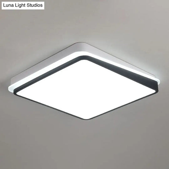 Minimalist Black & White Led Metal Flush Mount Light Fixture Black-White / Square