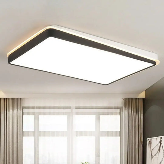 Minimalist Black & White Led Metal Flush Mount Light Fixture Black - White / Rectangle