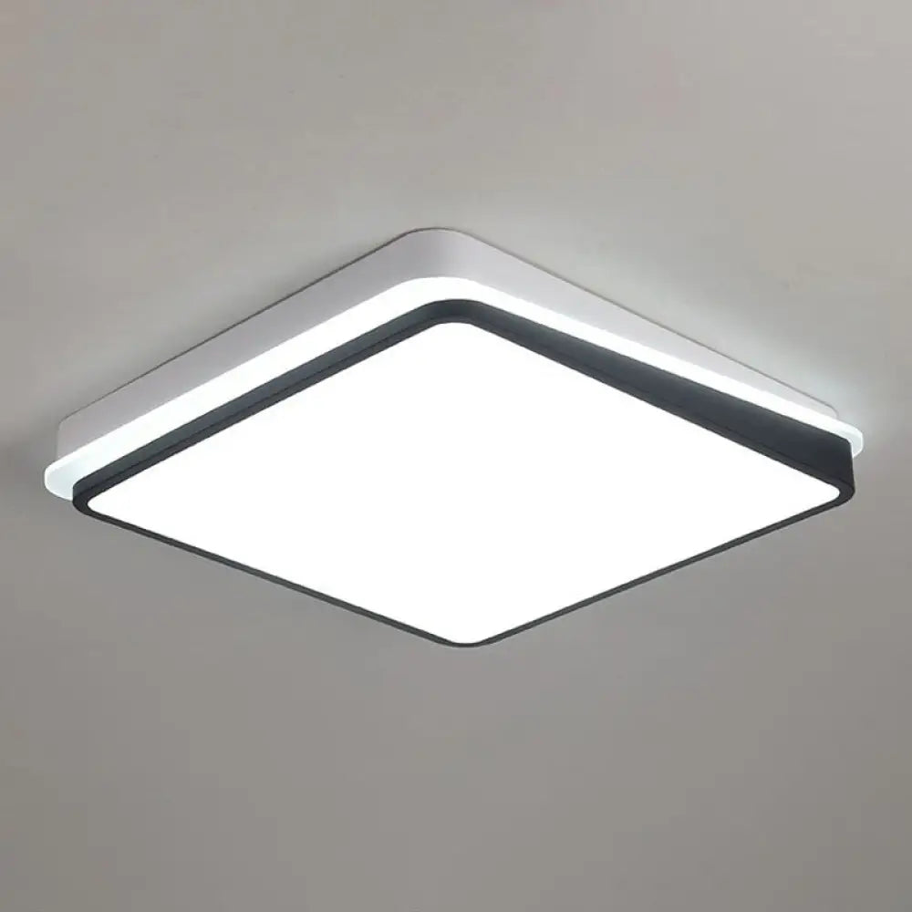 Minimalist Black & White Led Metal Flush Mount Light Fixture Black - White / Square