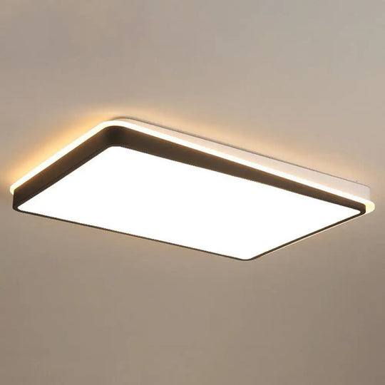 Minimalist Black & White Led Metal Flush Mount Light Fixture Black - White / Warm Rectangle