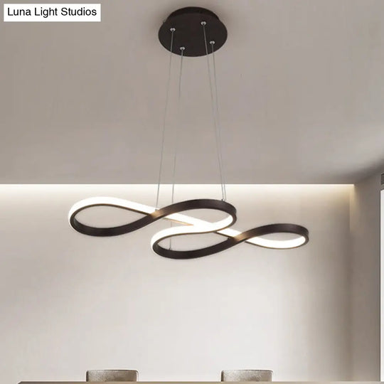 Minimalist Black/White Led Pendant Lamp - Meandering Aluminum Chandelier 24.5/31.5 Inches Wide