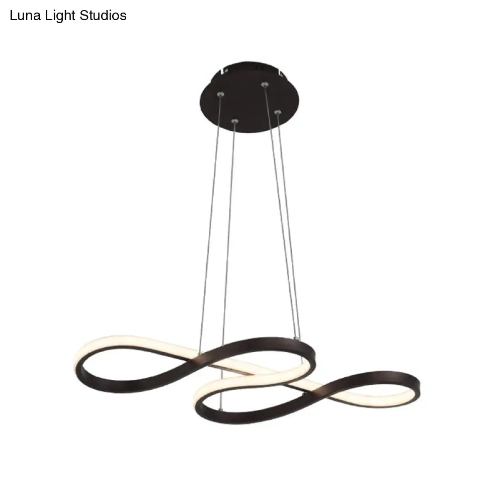 Minimalist Black/White Led Pendant Lamp - Meandering Aluminum Chandelier 24.5/31.5 Inches Wide