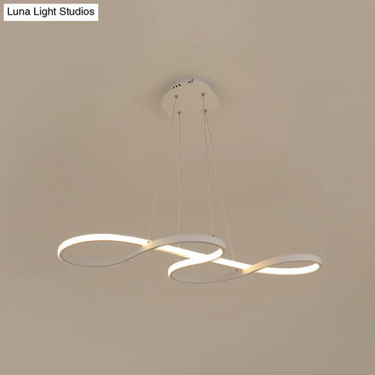 Minimalist Black/White Led Pendant Lamp - Meandering Aluminum Chandelier 24.5/31.5 Inches Wide