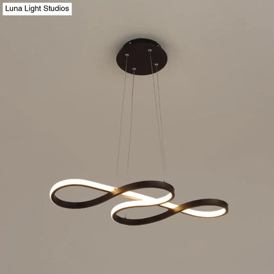 Minimalist Black/White Led Pendant Lamp - Meandering Aluminum Chandelier 24.5/31.5 Inches Wide