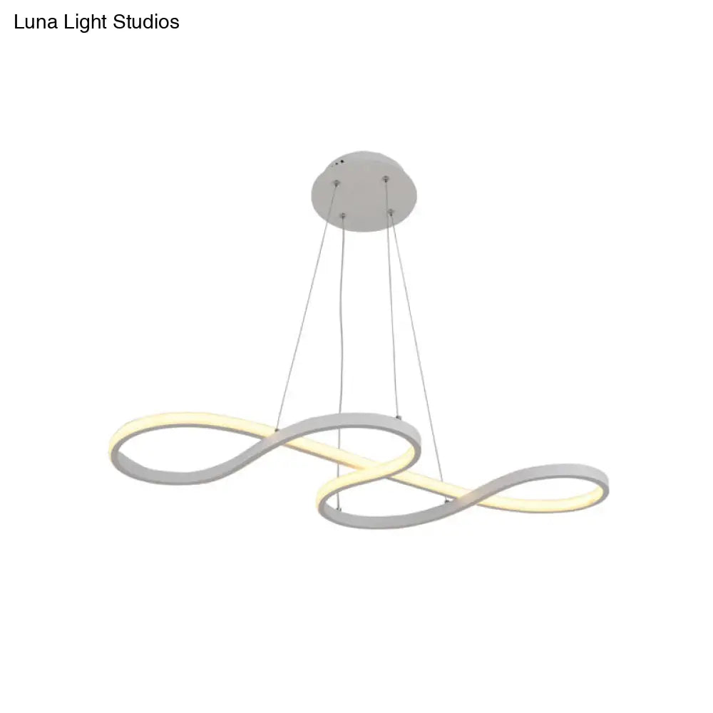 Minimalist Black/White Led Pendant Lamp - Meandering Aluminum Chandelier 24.5/31.5 Inches Wide