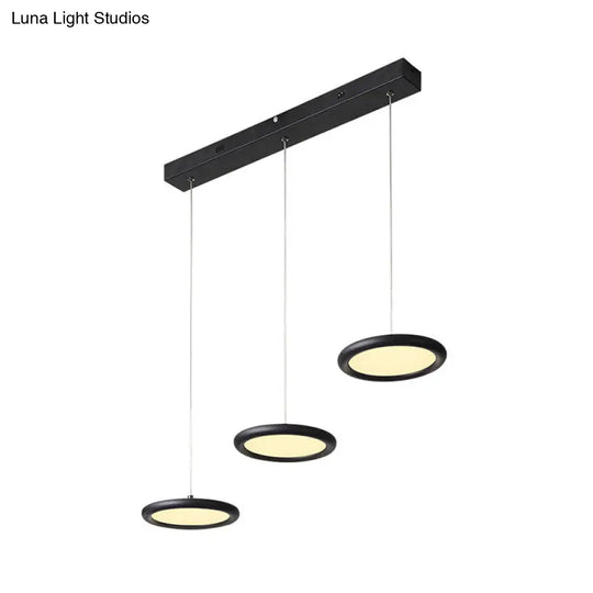 Minimalist Black/White Multi-Light Pendant With 3 Acrylic Disc Lights - Warm/White Light Ideal For