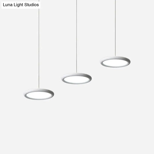 Minimalist Black/White Multi-Light Pendant With 3 Acrylic Disc Lights - Warm/White Light Ideal For