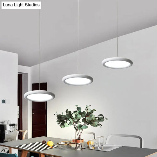 Minimalist Black/White Thin Disc Pendant Light - 3-Light Acrylic Ceiling Fixture In Warm/White Ideal