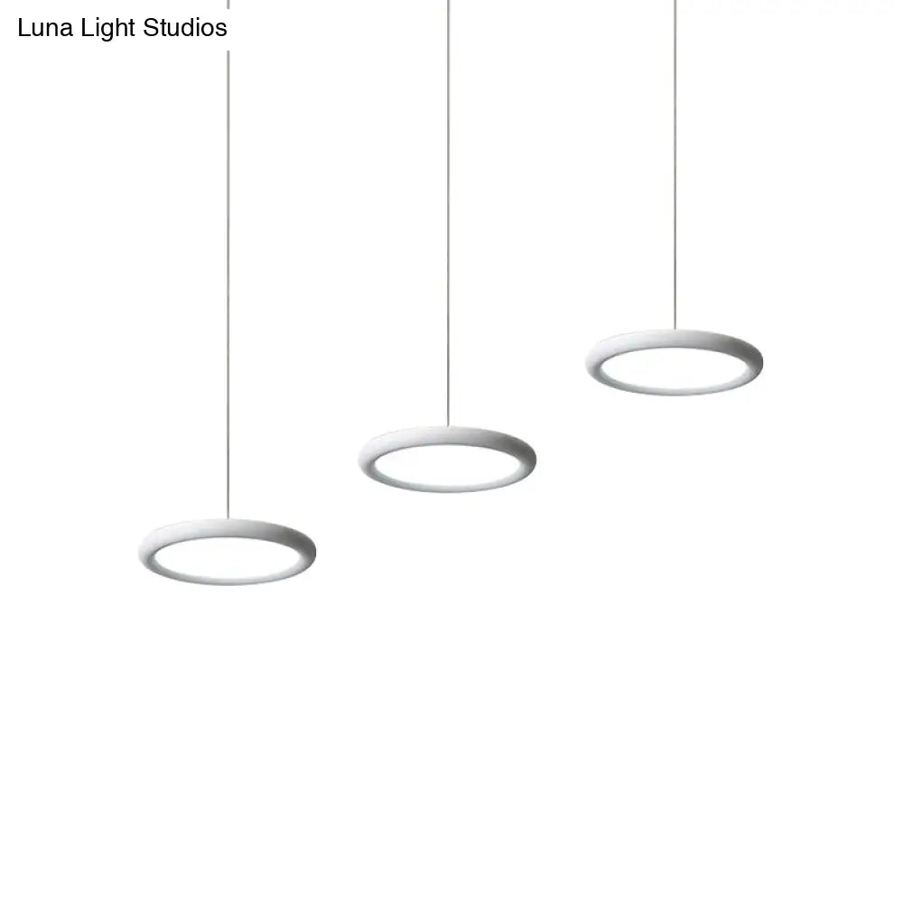 Minimalist Black/White Thin Disc Pendant Light - 3-Light Acrylic Ceiling Fixture In Warm/White Ideal