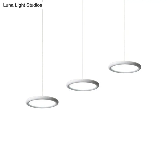 Minimalist Black/White Thin Disc Pendant Light - 3-Light Acrylic Ceiling Fixture In Warm/White Ideal