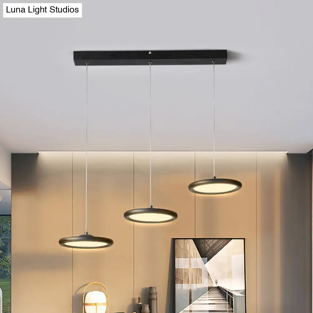 Minimalist Black/White Thin Disc Pendant Light - 3-Light Acrylic Ceiling Fixture In Warm/White Ideal