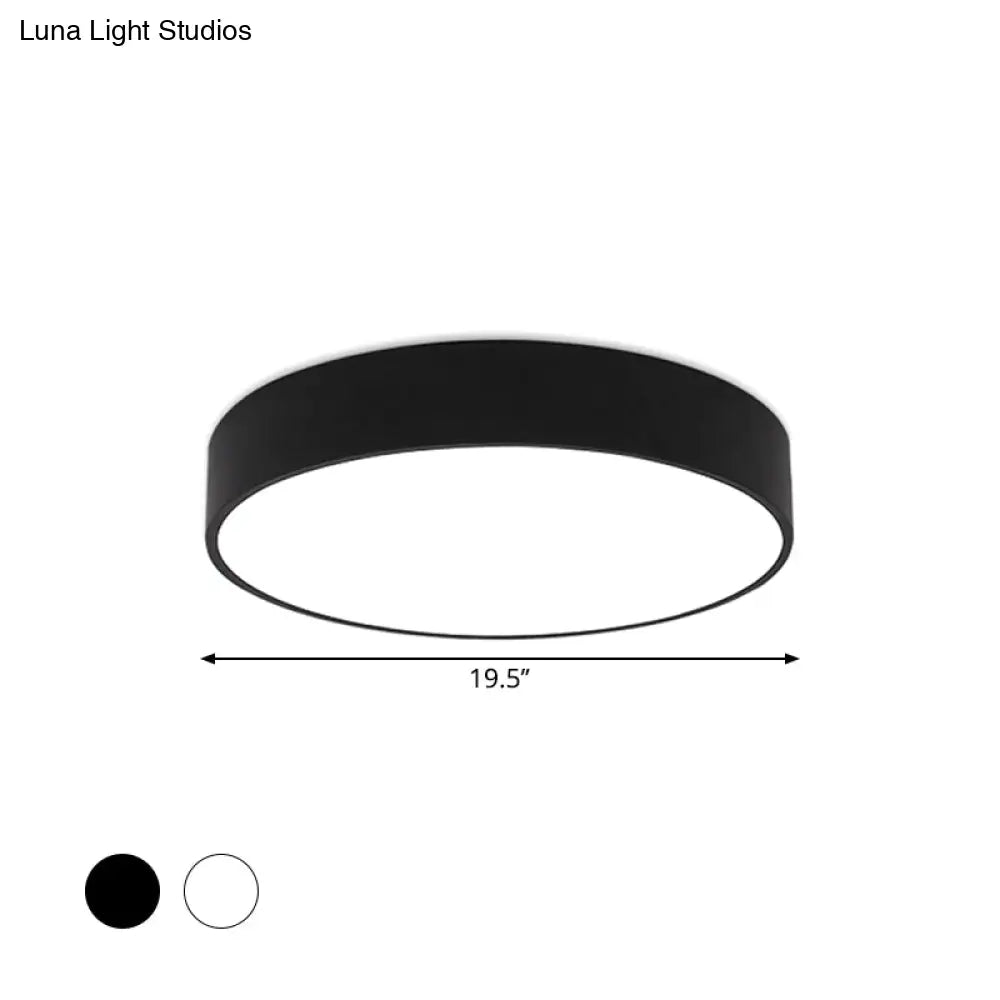 Minimalist Black/White Round Flush Mount Led Ceiling Light - 16/23.5/31.5 Diameter