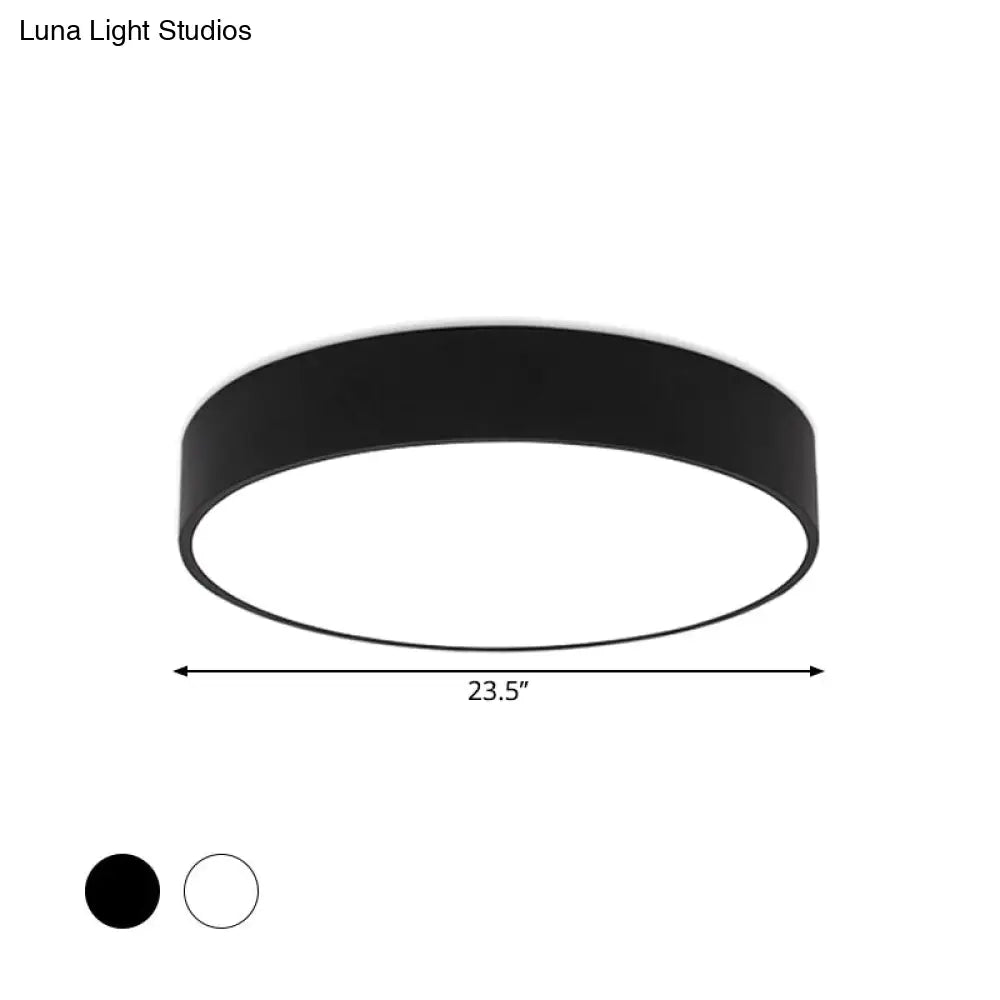 Minimalist Black/White Round Flush Mount Led Ceiling Light - 16/23.5/31.5 Diameter