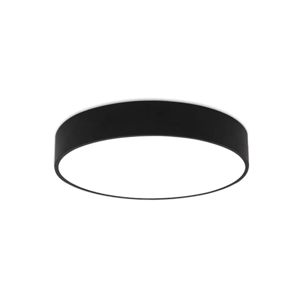 Minimalist Black/White Round Flush Mount Led Ceiling Light - 16’/23.5’/31.5’ Diameter Black / 16’