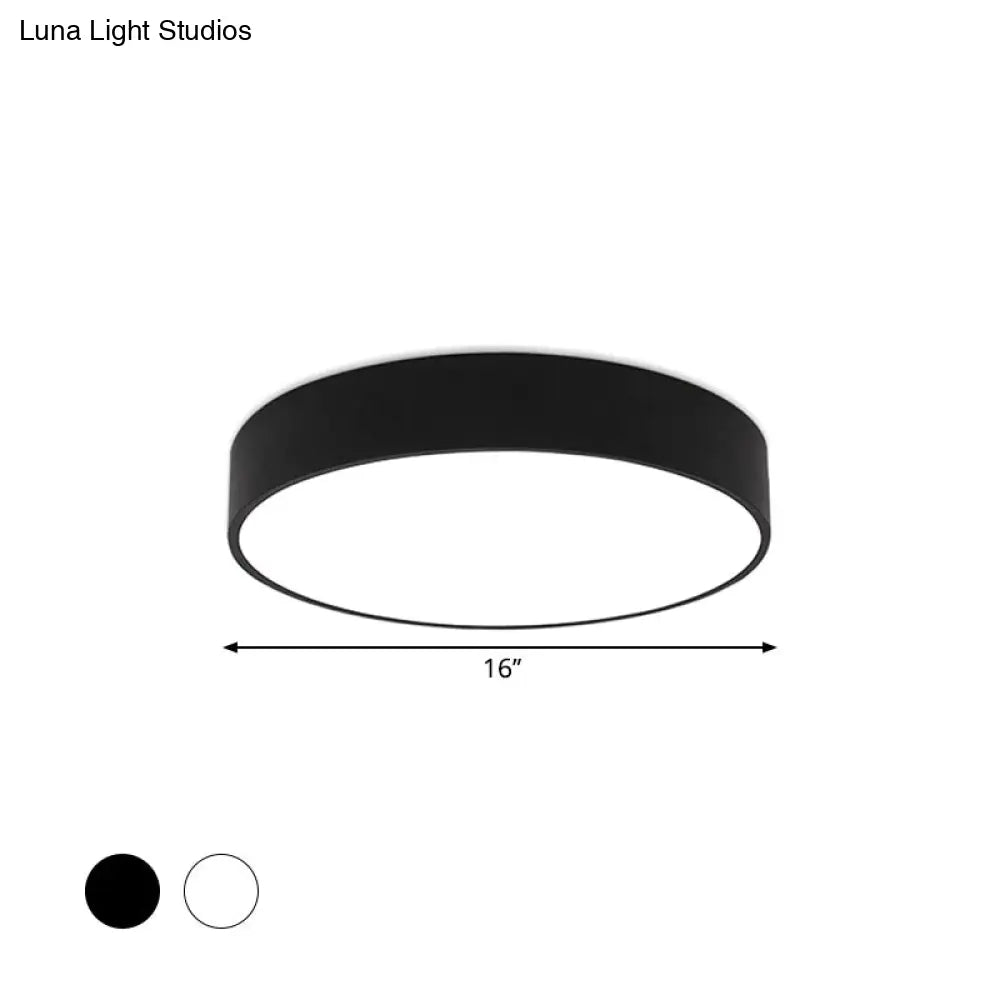 Minimalist Black/White Round Flush Mount Led Ceiling Light - 16/23.5/31.5 Diameter