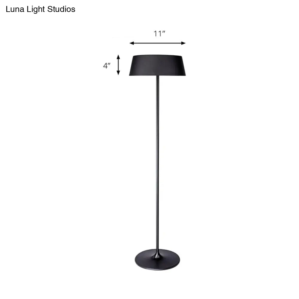 Minimalist Black/White Smooth Drum Floor Lamp - 3-Light Metal Lighting For Living Room