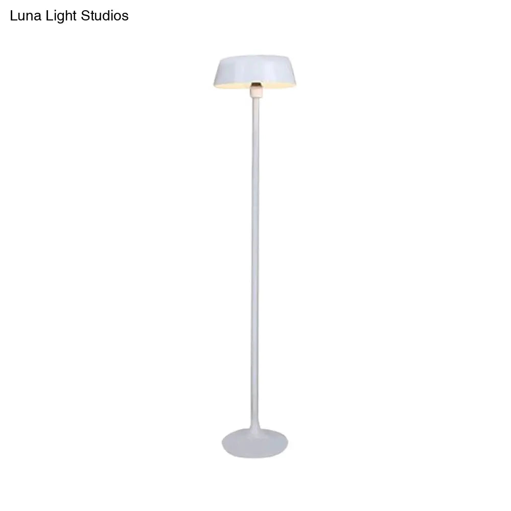 Minimalist Black/White Smooth Drum Floor Lamp - 3-Light Metal Lighting For Living Room