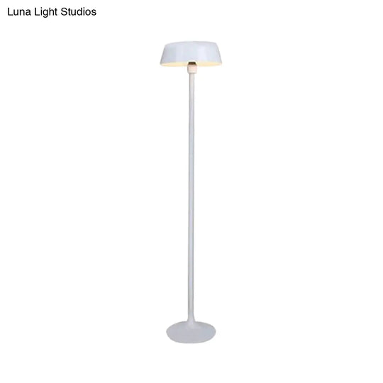 Minimalist Black/White Smooth Drum Floor Lamp - 3-Light Metal Lighting For Living Room