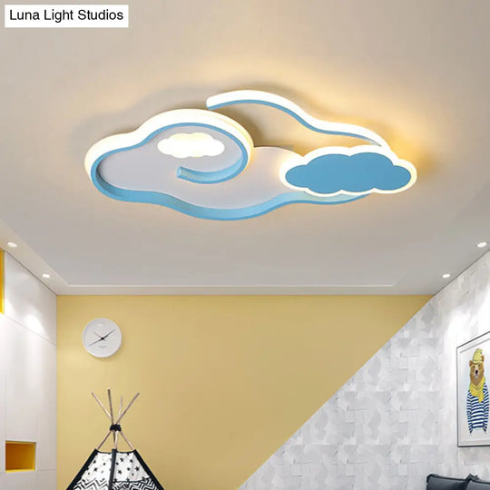 Minimalist Blue Cloud Led Ceiling Mount: Bedroom Fixture