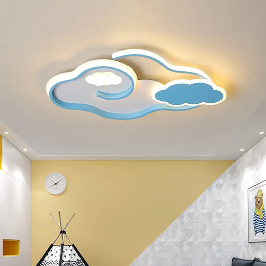Minimalist Blue Cloud Led Ceiling Mount: Bedroom Fixture