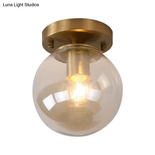 Minimalist Blue/Tan Spherical Glass Flushmount Ceiling Light For Balcony