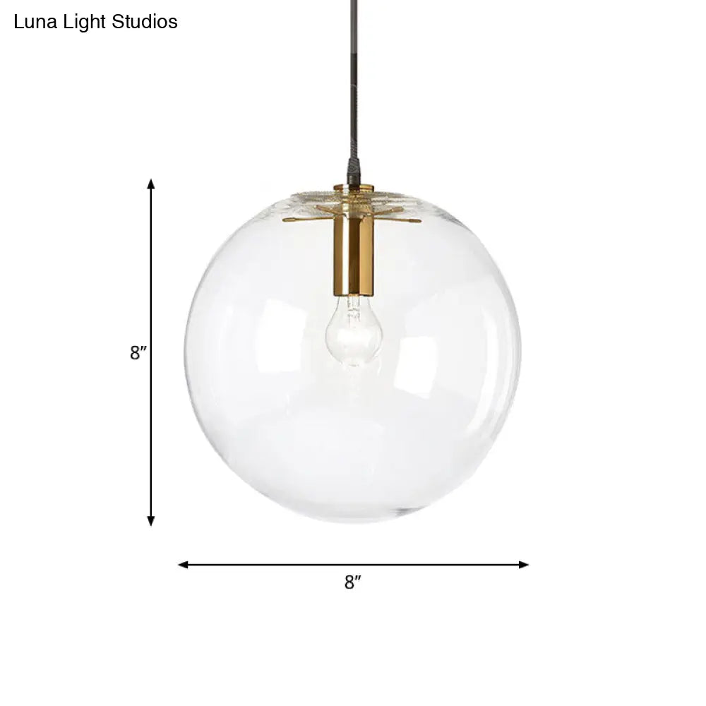 Minimalist Brass Bubble Ball Pendant Ceiling Lamp - Clear Glass 1-Light 8’/12’ Dia