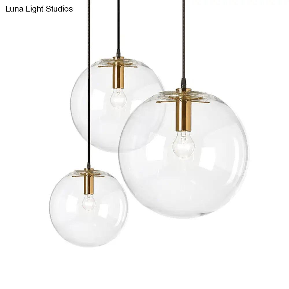 Minimalist Clear Glass Bubble Ball Pendant Light 1-Light Brass Ceiling Lamp 8/12 Dia Gold / 8