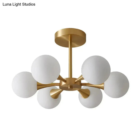 Minimalist Brass Globe Led Ceiling Lamp For Bedroom - Close To Light Fixture