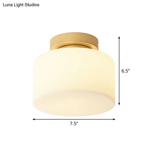 Minimalist Brass Jar Flush Mount With Frosted Glass Shade