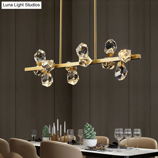 Minimalist Brass Led Gemstone Hanging Light For Dining Room - Crystal Island Lighting