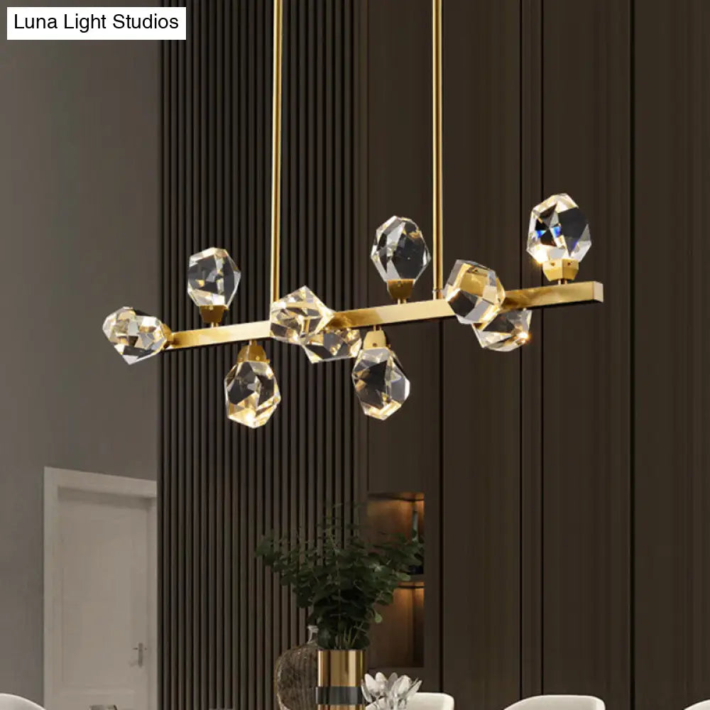 Minimalist Brass Led Gemstone Hanging Light For Dining Room - Crystal Island Lighting