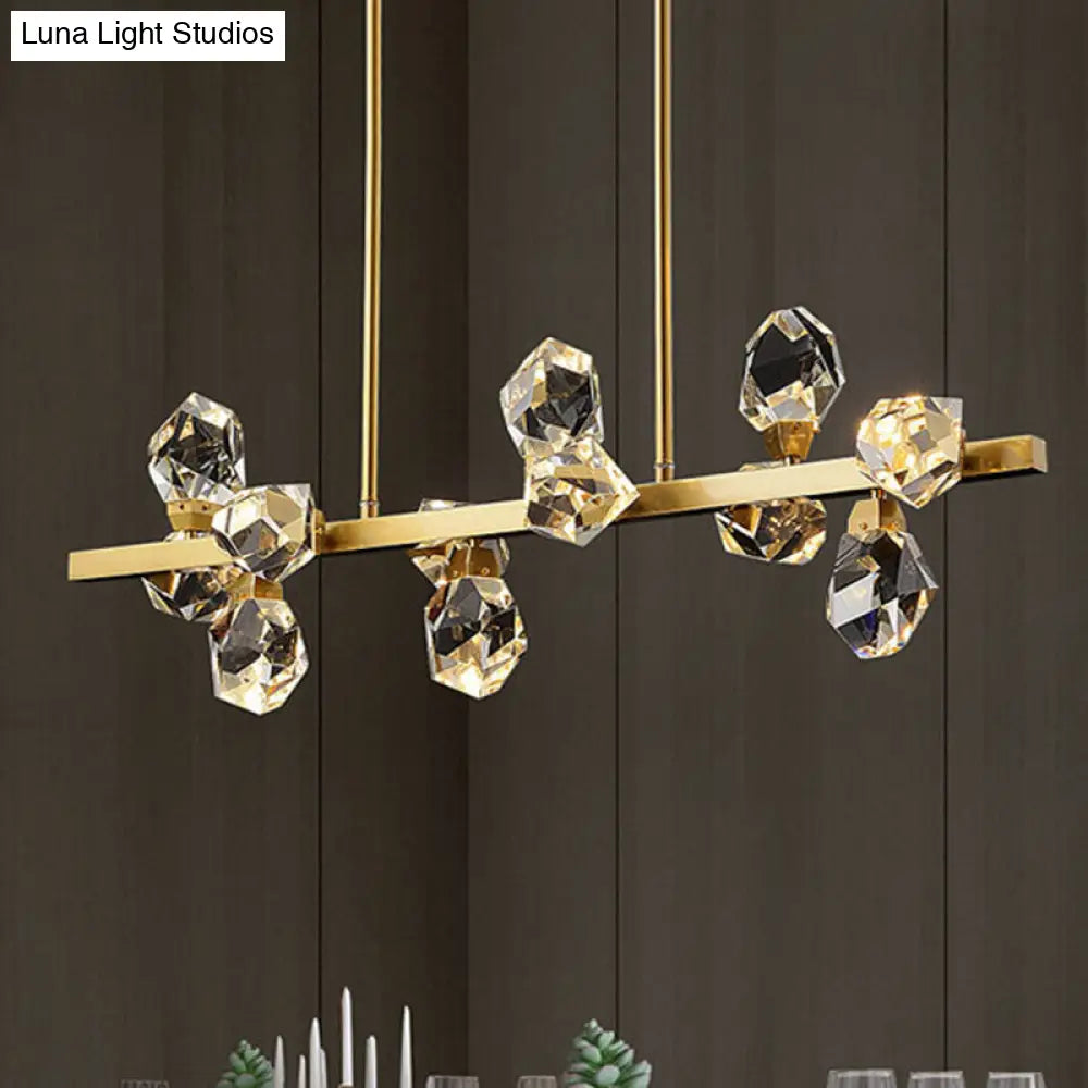 Minimalist Brass Led Gemstone Hanging Light For Dining Room - Crystal Island Lighting