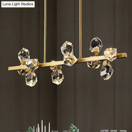 Minimalist Brass Led Gemstone Hanging Light For Dining Room - Crystal Island Lighting